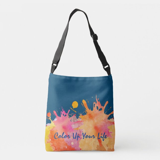 Stylish Watercolor Splatter Abstract Design Crossbody Bag (Back)