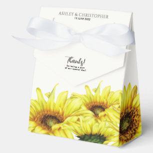Stylish Watercolor Sunflower Black & White Wedding Favour Box