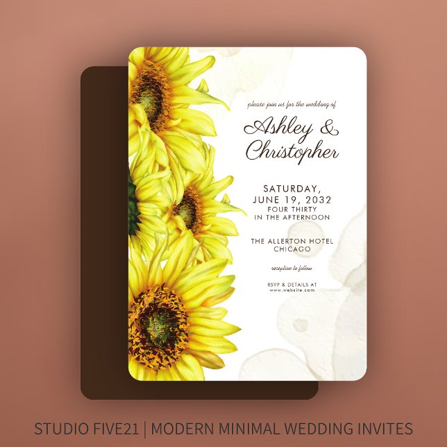 Stylish Watercolor Sunflower Wedding Invitation (Creator Uploaded)