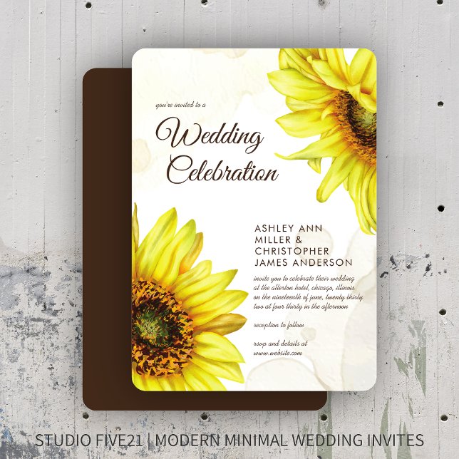 Stylish Watercolor Sunflower Wedding Invitation (Creator Uploaded)