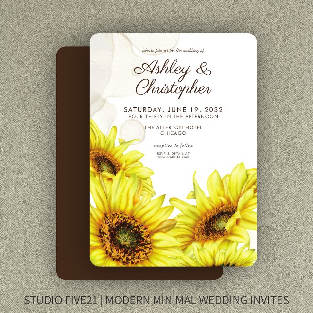 Stylish Watercolor Sunflower Wedding Invitation (Creator Uploaded)