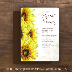 Stylish Watercolor Sunflower Wedding Shower Invitation