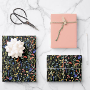 Stylish Watercolor Wildflower Wrapping Paper Sheet