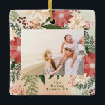 stylish watercolor winter garden christmas photo ceramic ornament<br><div class="desc">_____________________________ ***this design is part of a christmas holiday collection*** Step into a world of timeless holiday charm with my "Festive Flora: Christmas Splendour Poinsettia Delight" collection. 🌸🎄 Embrace the magic of the season with a captivating blend of florals, lush green pine leaves, dainty red berries, and the enchanting hues...</div>
