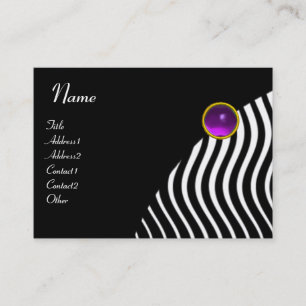 STYLISH WAVES MONOGRAM , black and white purple Business Card