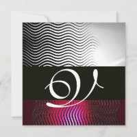 STYLISH WAVES MONOGRAM,White Red Ruby Burgundy