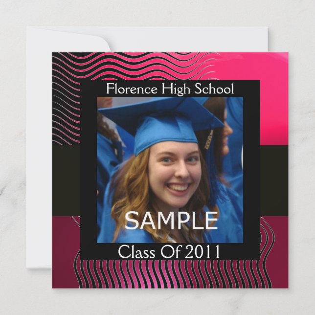 STYLISH WAVES PHOTO TEMPLATE MONOGRAM, Fuchsia (Front)