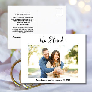 Stylish We Eloped Photo Announcement Postcard