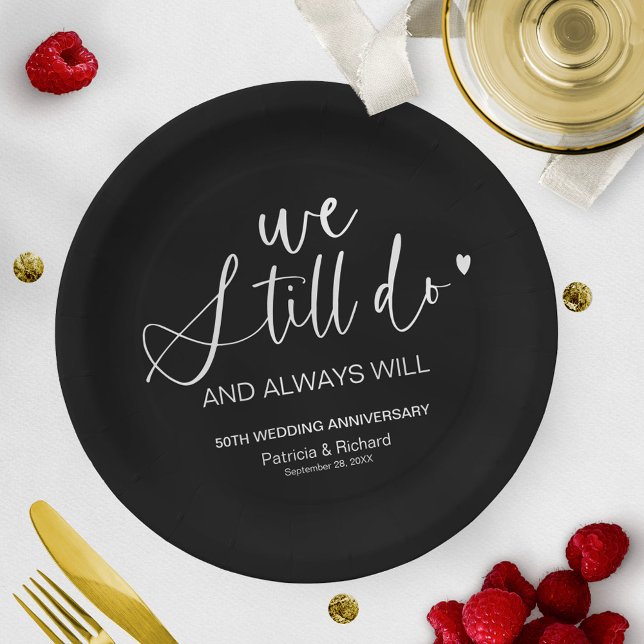 Stylish We Still Do Wedding Vow Renewal Paper Plate (Creator Uploaded)