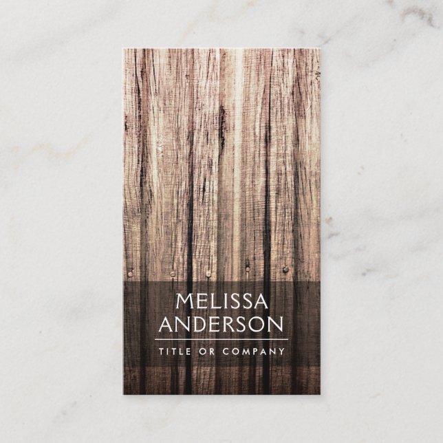 Stylish weathered wood grain professional profile business card (Front)