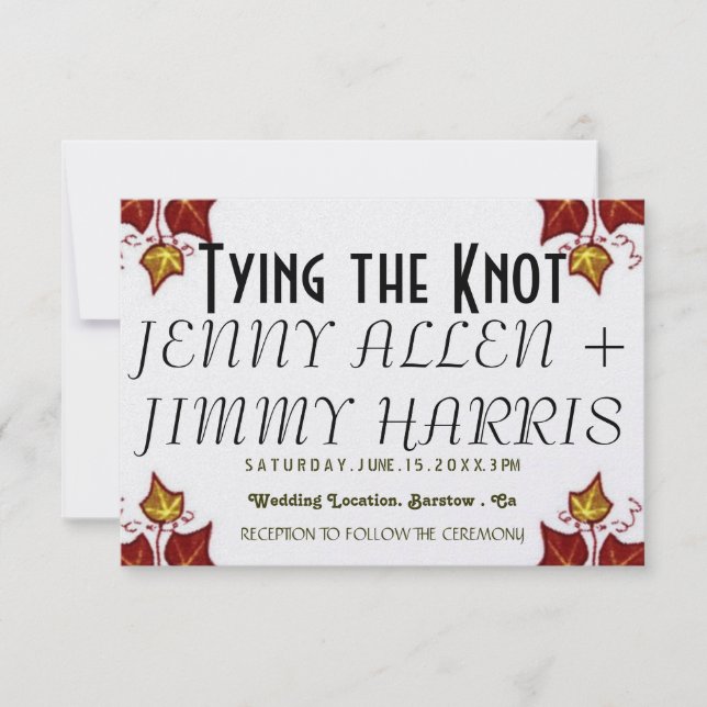 Stylish  Wedding Love Vines Invitation (Front)