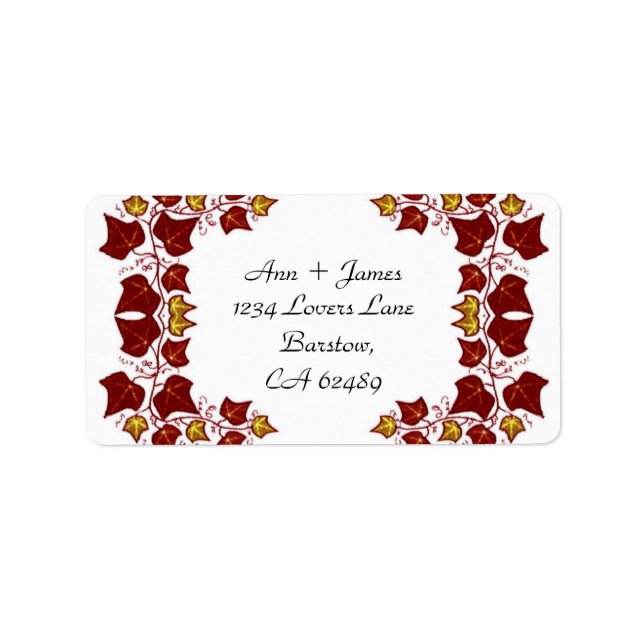 Stylish Wedding Love Vines Label (Front)