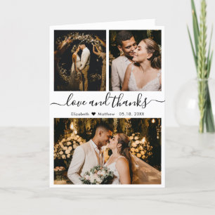 Stylish Wedding Photo Collage Thank You Script Card
