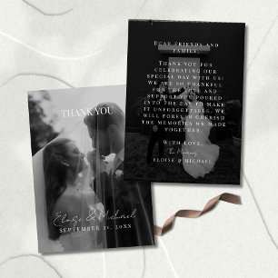 Stylish Wedding Photo Double-sided Thank You Card
