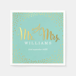 STYLISH WEDDING TABLE mini confetti gold mint Napkin