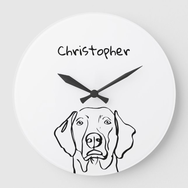 Stylish Weimaraner: Your Text, Your Style Large Clock (Front)