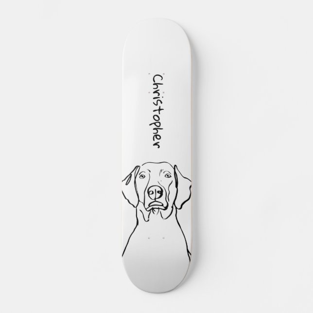 Stylish Weimaraner: Your Text, Your Style Skateboard (Front)