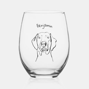 Stylish Weimaraner: Your Text, Your Style Stemless Wine Glass