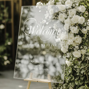 Stylish Welcome white Calligraphy Wedding sign