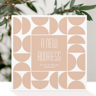 Stylish We've Moved New Home Address Apricot Beige Announcement