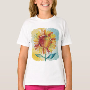Stylish whimsical Boho Style watercolors Sunflower T-Shirt