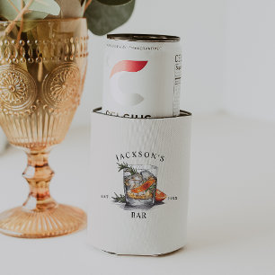 Stylish Whiskey Cocktail Name & Year Home Bar Can Cooler