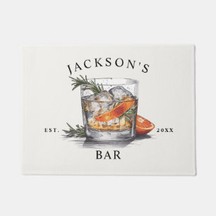Stylish Whiskey Cocktail Name & Year Home Bar Doormat