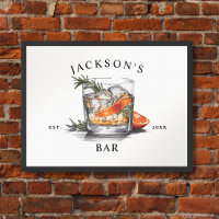 Stylish Whiskey Cocktail Name & Year Home Bar