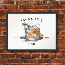 Stylish Whiskey Cocktail Name & Year Home Bar