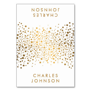 Stylish White and Gold Confetti Dots Place Cards