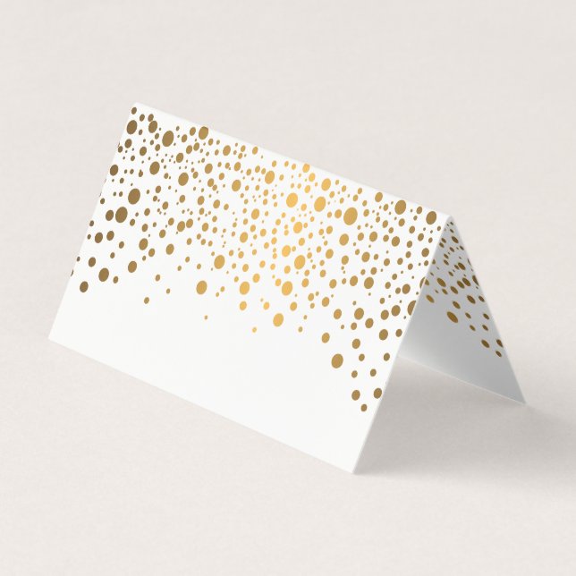 Stylish White and Gold Confetti | Place Cards (Front)