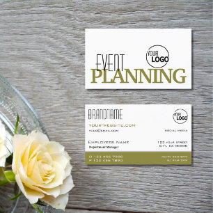 Stylish White and Olive Green Modern with Logo Business Card