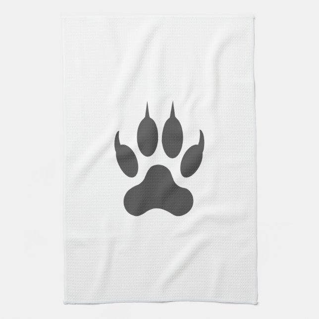 Stylish White Black Animal Lion Tiger Paw Tea Towel (Vertical)