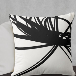 Stylish White Black Ribbons Cushion