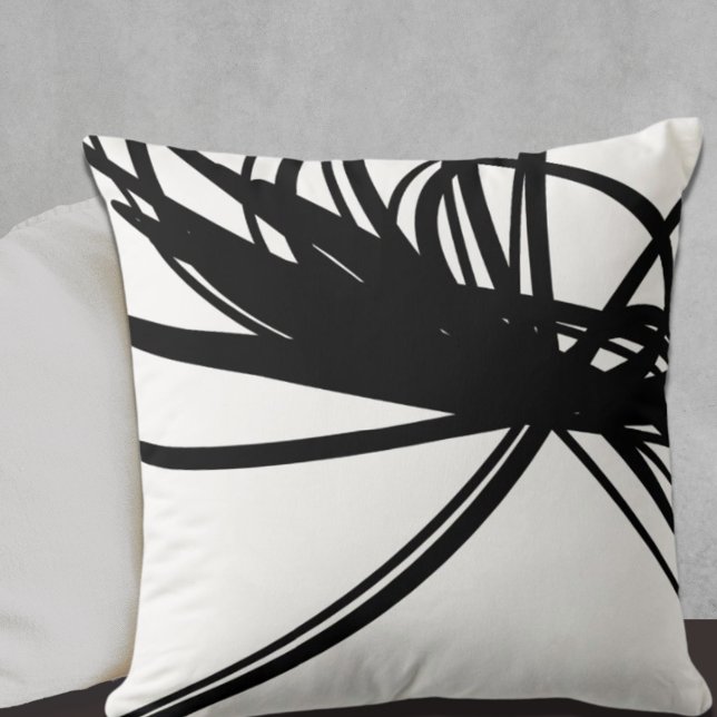 Stylish White Black Ribbons Cushion (Creator Uploaded)