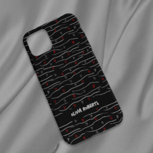 Stylish White Chalk Hearts Lines Pattern Personali Case-Mate iPhone 14 Case