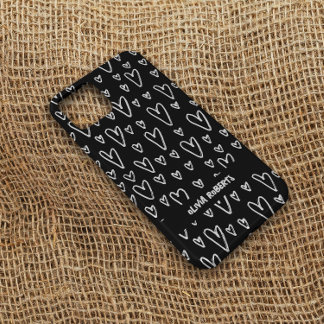 Stylish White Chalk Hearts Pattern Personalised Case-Mate iPhone 14 Case