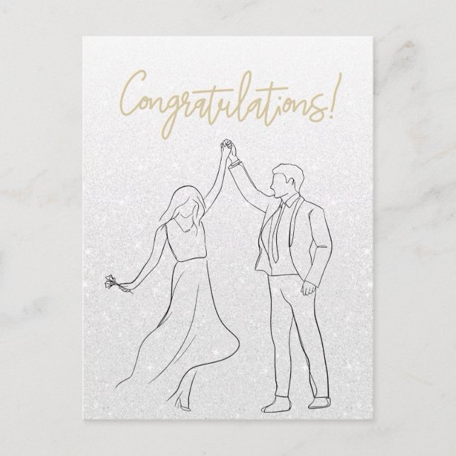 Stylish White Congratulations Wedding Card (Front)