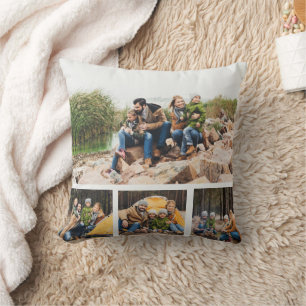 Stylish White Custom Multi Photo Collage  Cushion