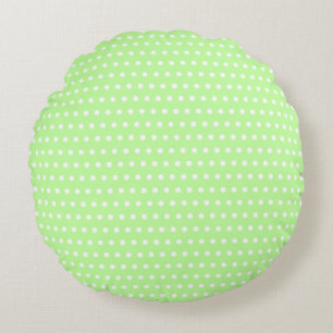 Stylish White Dots Pattern Enchanting Light Green Round Cushion