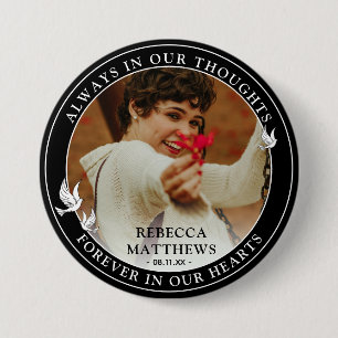 Stylish White Doves Photo & Memorial Keepsake 7.5 Cm Round Badge