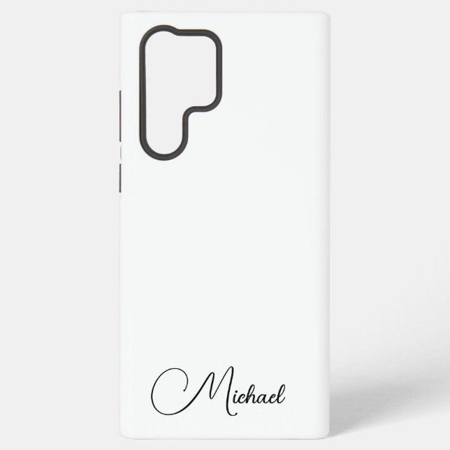 Stylish White Gifts Monogram Calligraphy Name Samsung Galaxy S22 Ultra Case (Back)