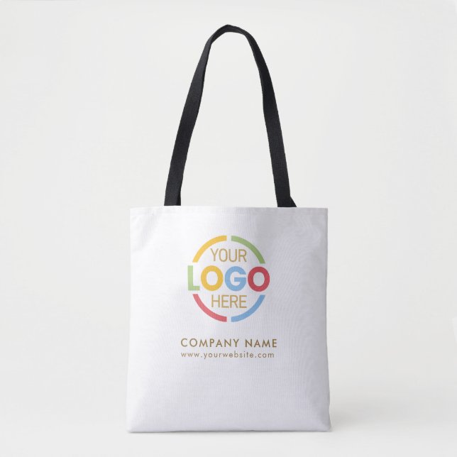 Stylish White Gold Business Corporate Company Logo Tote Bag (Front)