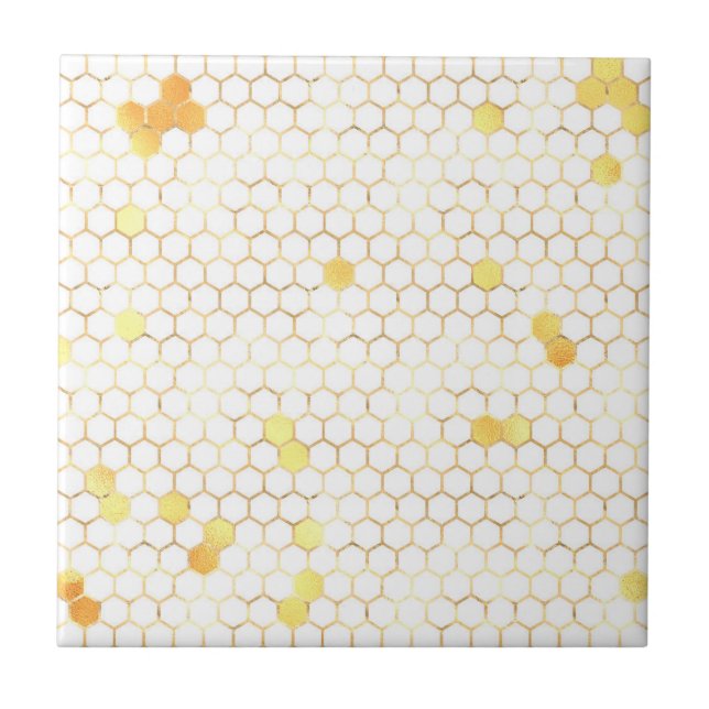 Stylish White Gold Honeycomb Tile (Front)