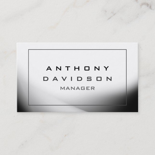 Stylish White Grey Border Pattern Business Card (Front)