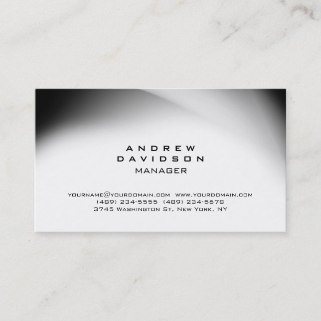 Stylish White Grey Trendy Plain Business Card (Front)