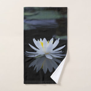 Stylish White Lotus Flower Landscape, Zen Bath Towel Set