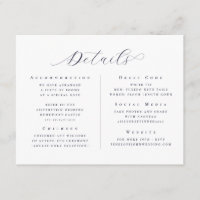 Stylish White Minimalist Script Wedding Details