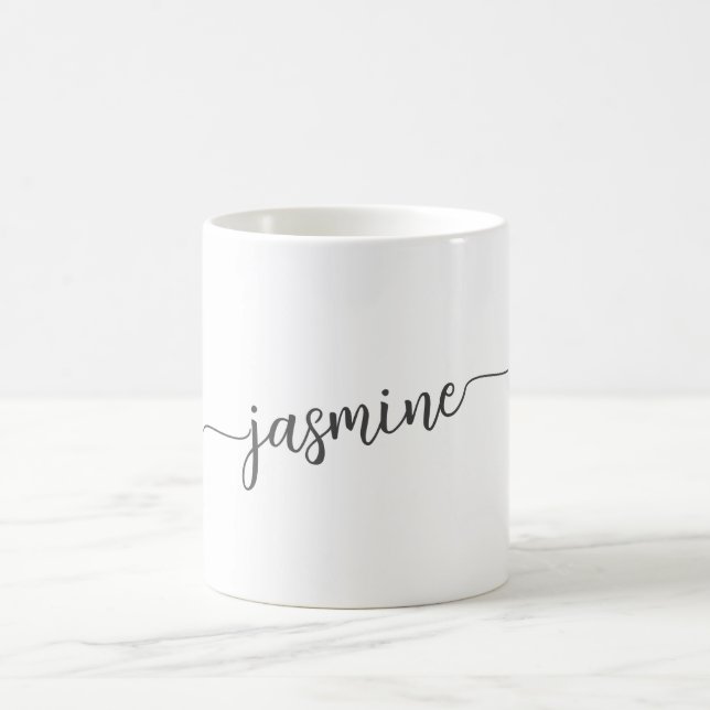 Stylish White Monogram Name Signature Coffee Mug (Center)