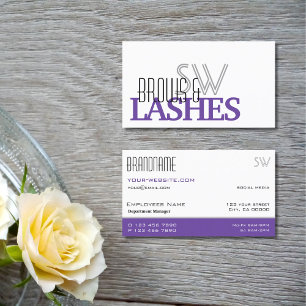 Stylish White Purple Black Simple with Monogram Business Card